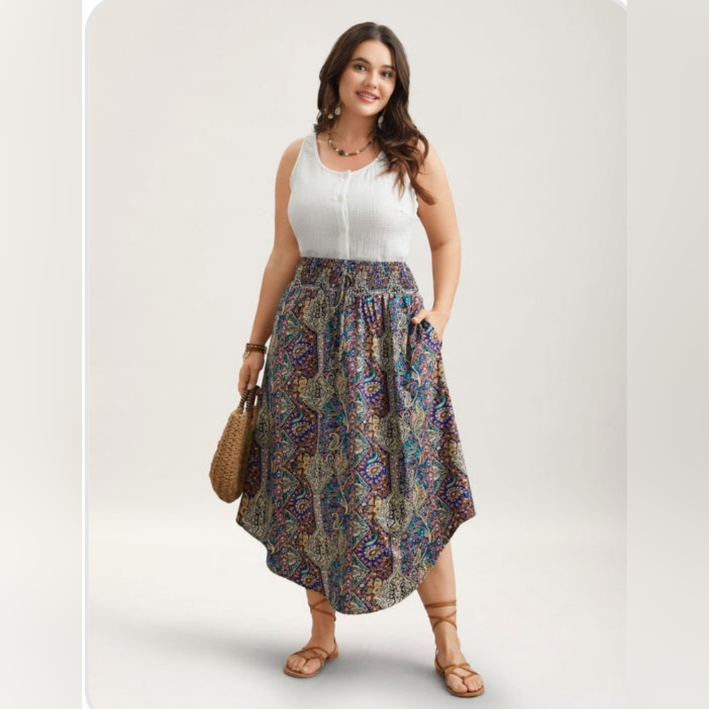 BloomChic High Low Skirt in Blue and Purple